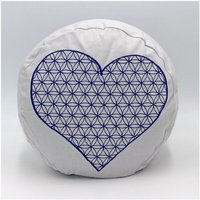 BAGHI Meditationskissen rund Herz-Blume-des-Lebens aus Baumwolle Sitzhöhe 15cm