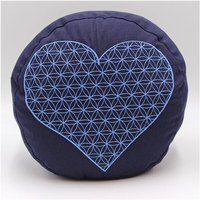 BAGHI Meditationskissen rund Herz-Blume-des-Lebens aus Baumwolle Sitzhöhe 15cm