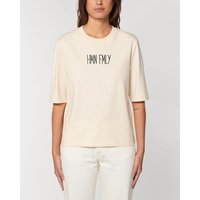 Human Family Kastenförmiges Damen T-Shirt "HMN FMLY" aus Bio-Baumwolle
