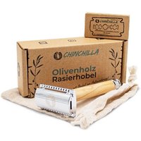 Chinchilla Rasierhobel aus Olivenholz inkl. 10 Rasierklingen