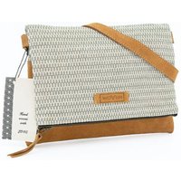Woven Damen Umhängetasche aus handgewebter Baumwolle & Büffelveloursleder cognac/offwhite/grau | FLAP BAG
