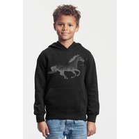Peaces.bio - handbedruckte Biomode Bio-Kinder-Kapuzen-Sweatshirt "Horsepower"