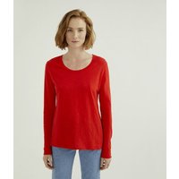 d'Els Miriam Damen Rundhals-Neck Langarm T-Shirt aus Flame Bio Baumwolle