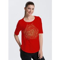 Peaces.bio - handbedruckte Biomode Bio-Halbarm Shirt Rose Damen