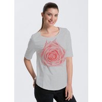 Peaces.bio - handbedruckte Biomode Bio-Halbarm Shirt Rose Damen