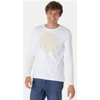 Peaces.bio - handbedruckte Biomode Bio-Herren-Langarmshirt "Die Blume des Lebens"