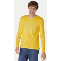 Peaces.bio - handbedruckte Biomode Bio-Herren-Langarmshirt "Die Blume des Lebens"