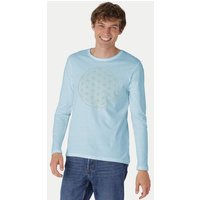 Peaces.bio - handbedruckte Biomode Bio-Herren-Langarmshirt "Die Blume des Lebens"
