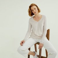 d'Els Esterella Damen V-Neck Langarm T-Shirt aus Single Jersey Bio Baumwolle