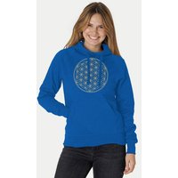 Peaces.bio - handbedruckte Biomode Bio-Damen-Kapuzensweater Die Blume des Lebens