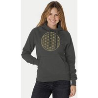 Peaces.bio - handbedruckte Biomode Bio-Damen-Kapuzensweater Die Blume des Lebens