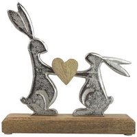 Mitienda Shop Handgemachte Osterhasen aus Holz 2 Hasen mit Herz