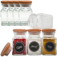 mikken Gewürzgläser 8er Set 150 ml eckig - aus Glas mit 24 Gewürzetiketten