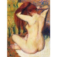 Photocircle Poster / Leinwandbild - Edgar Degas: Frau kämmt sich die Haare