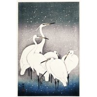 Photocircle Poster / Leinwandbild - Group of Egrets by Ohara Koson