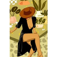 Photocircle Poster / Leinwandbild - Make it Worth Their While, High Fashion Brown Woman Illustration