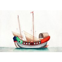 Photocircle Poster / Leinwandbild - Chinesische Malerei mit altem chinesischem Seeschiff