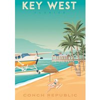 Photocircle Poster / Leinwandbild - Key West Vintage Travel Wandbild