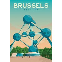 Photocircle Poster / Leinwandbild - Brüssel Vintage Travel Wandbild