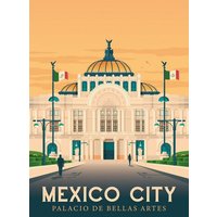 Photocircle Poster / Leinwandbild - Palacio Bellas Artes Mexiko City Vintage Travel Wandbild
