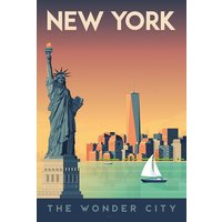 Photocircle Poster / Leinwandbild - New York Vintage Travel Wandbild