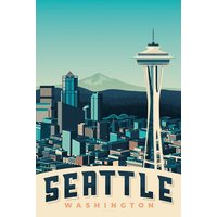 Photocircle Poster / Leinwandbild - Seattle Vintage Travel Wandbild