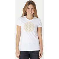 Peaces.bio - handbedruckte Biomode Bio-Damen-T-Shirt Die Blume des Lebens