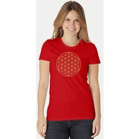 Peaces.bio - handbedruckte Biomode Bio-Damen-T-Shirt Die Blume des Lebens