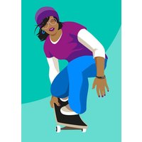 Photocircle Poster / Leinwandbild - Skater Girl Illustration – Teenager-Mädchen fährt Skateboard