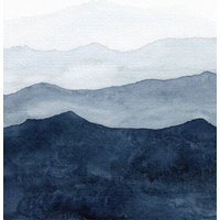 Photocircle Poster / Leinwandbild - Mountains Ombre | Indigo Abstract Watercolor