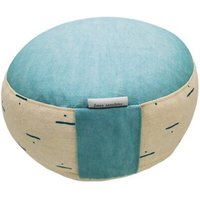 Ames sensibles Meditationskissen rund, Natur/ Türkise 30 x 16cm