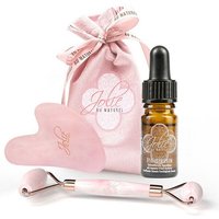 Jolie au naturel Gua Sha Stein I Rosenquarz Roller I Hyaluron Serum I Premium Qualität I Vitamin C