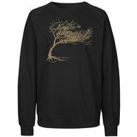 Peaces.bio - handbedruckte Biomode Bio Damen-Sweatshirt Loose Fit Windy Tree