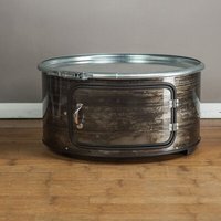 Lockengelöt Little Bob mit Tür - Couchtisch aus einem Hamburger Ölfass Lockengelöt Little Bob mit Tür - Couchtisch aus einem Hamburger Ölfass