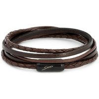 Simaru Echtleder Wickelarmband braun, Lederarmband mit Magnetverschluss