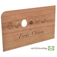 Holzpost Grußkarte "Frohe Ostern" aus Kirschbaumholz