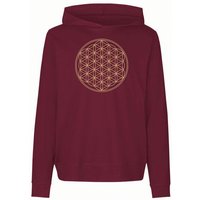 Peaces.bio - handbedruckte Biomode Damen Jersey-Hoodie Die Blume des Lebens