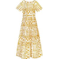Global Mamas Bio Kleid - LONG TIERED BOHO - Adobe Gold