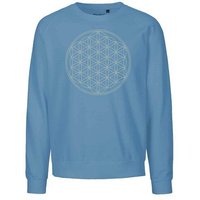 Peaces.bio - handbedruckte Biomode Bio Damen Sweatshirt Loose Fit Die Blume des Lebens