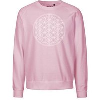 Peaces.bio - handbedruckte Biomode Bio Damen Sweatshirt Loose Fit Die Blume des Lebens