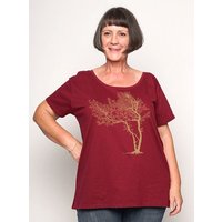 Peaces.bio - handbedruckte Biomode Bio-Damen-Loosefit-T-Shirt Fancy Tree