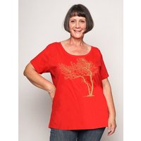 Peaces.bio - handbedruckte Biomode Bio-Damen-Loosefit-T-Shirt Fancy Tree