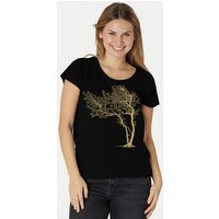 Peaces.bio - handbedruckte Biomode Bio-Damen-Loosefit-T-Shirt Fancy Tree