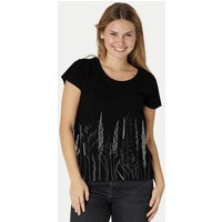 Peaces.bio - handbedruckte Biomode Bio-Damen-Loosefit-T-Shirt Gräservielfalt
