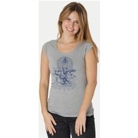 Peaces.bio - handbedruckte Biomode Bio-Damen-Roundneck-Shirt "Ganesha"