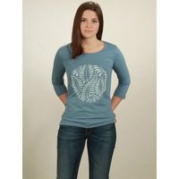 NATIVE SOULS Longsleeve 3/4-Arm Damen - Leaves - light blue