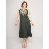 Peaces.bio - handbedruckte Biomode Festkleid Buchenzauber in Dunkelgrün
