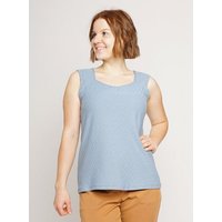 Peaces.bio - handbedruckte Biomode Strick Top in Himmelblau