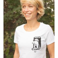 Husky-Bar mit Schnaps - Brust Motiv - päfjes Fair Wear Frauen T-Shirt - White