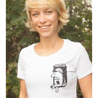 Husky-Bar mit Schnaps - Brust Motiv - päfjes Fair Wear Frauen T-Shirt - White